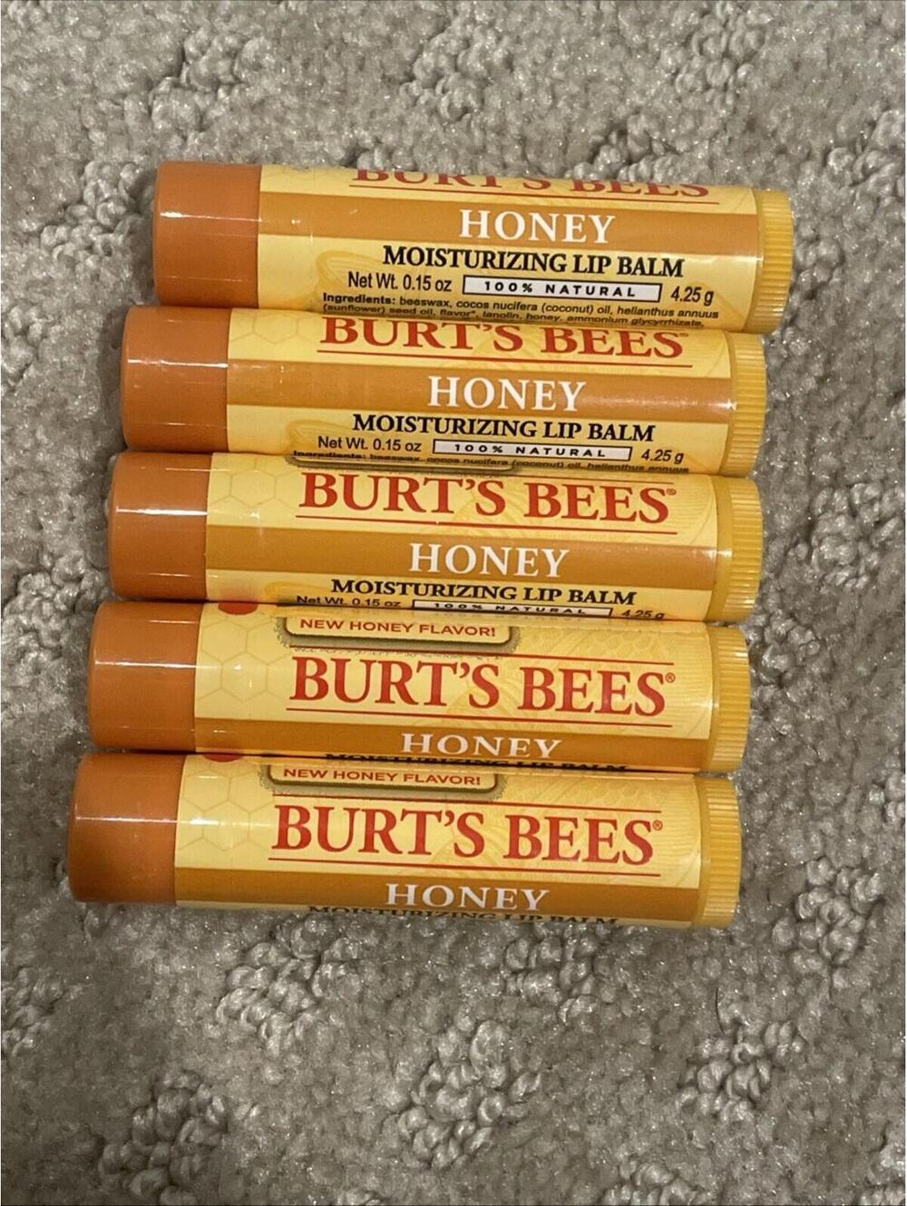 Burt’s Bees Honey Moisturizing Lip Balm - 5 Pack – New/Sealed